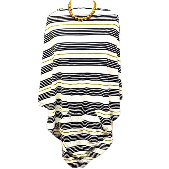 Rock Flower Paper Ivory & Black Striped Poncho - Picture 2 of 6